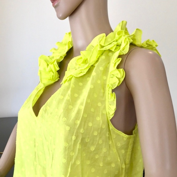 NWT J. Crew yellow ruffle swiss dot sleeveless top - Picture 7 of 8